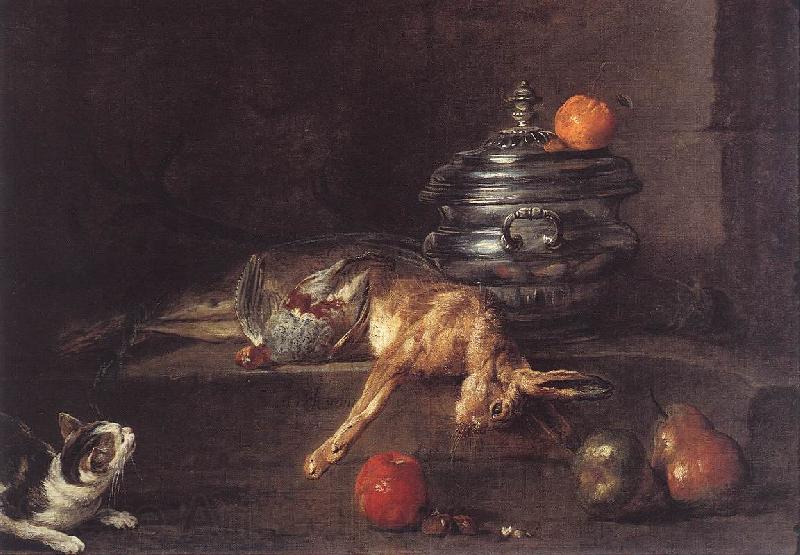 jean-Baptiste-Simeon Chardin The Silver Tureen Norge oil painting art